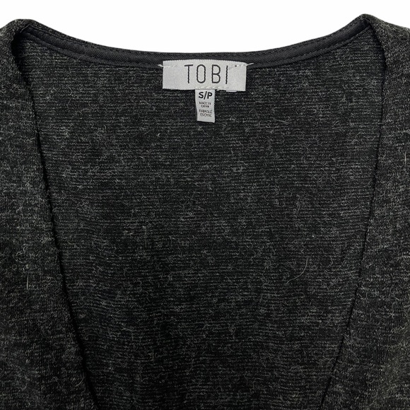 Tobi | Grey Long Sleeve V-Neck Fitted Knit Mini Dress S - Picture 4 of 10